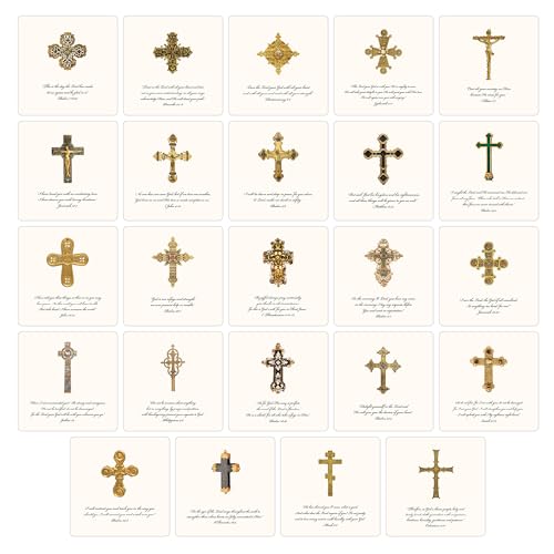 Maison De Papier Cross Bible Verse Quote Cards with Easel, 24 Oversized Inspirational Religious Verses on Premium Cardstock