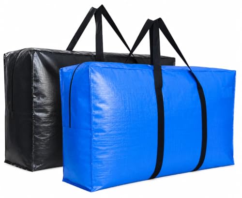 60 Gallon Extra Large Storage Bags Bins, Giant XXL Moving Storage Totes Bag Heavy Duty, Huge Waterproof Storage Duffle Bag - color: Black+Blue, size: 42"L x 13.5"W x 23"H