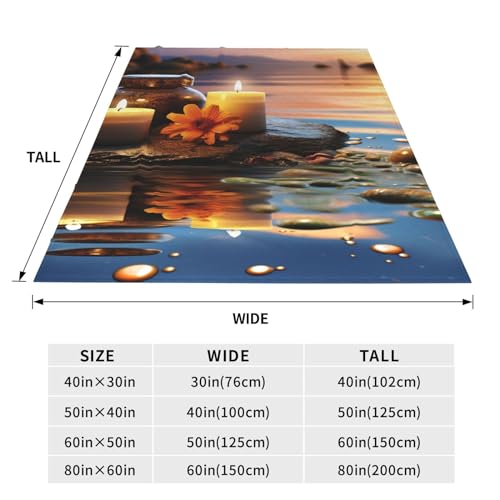 Ultra-Soft Micro Fleece Blanket Candles Meditation Stones Throw Blanket Soft Comfortable Throw Blanket Warm Cozy Plush Blanket Lightweight Fuzzy Blankets for Couch Bed Living Room All Season 60"x50"