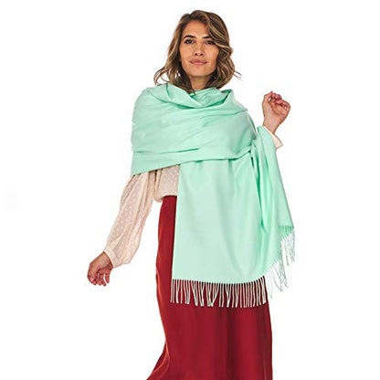 Shawl Wrap for Women Large Pashmina Scarf Evening Dress Bridesmaid Wedding Bridal - color: Mint Green