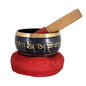 RAJRANG Tibetan Singing Bowl Set - Meditation Crystal Sound Bowl Hand Percussion Sound Effects Handcrafted for Healing and Mindfulness D-4" x H-7"
