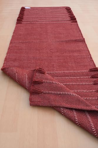 Jaipur Art & Rugs Cotton Yoga Rug - Eco-Friendly Hand-Woven Thick Mat (24”x72”x5mm) for Everyday Fitness at Home - Comfortable & Extra-Long - color: Red