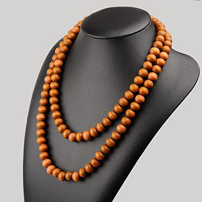 COLORFUL BLING Ethnic Natural Wood Beads Necklace for Men Women Africa Wooden Chain Chunky Strand Necklace Statement Hip Hop Jewelry - color: long
