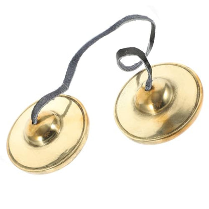 Hand Percussion Copper Meditation Bell Small Finger Cymbals Set for Yoga Tibetan Bell Sound Healing Instrument