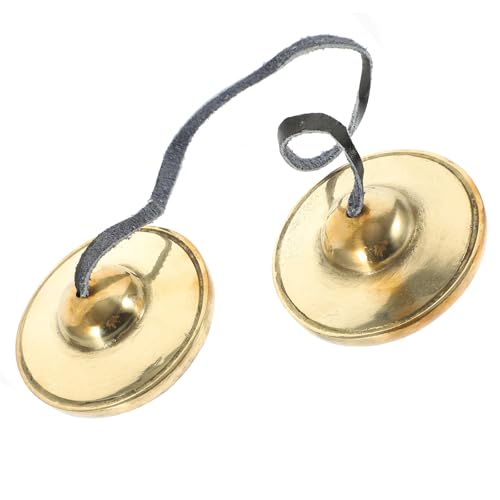 Hand Percussion Copper Meditation Bell Small Finger Cymbals Set for Yoga Tibetan Bell Sound Healing Instrument