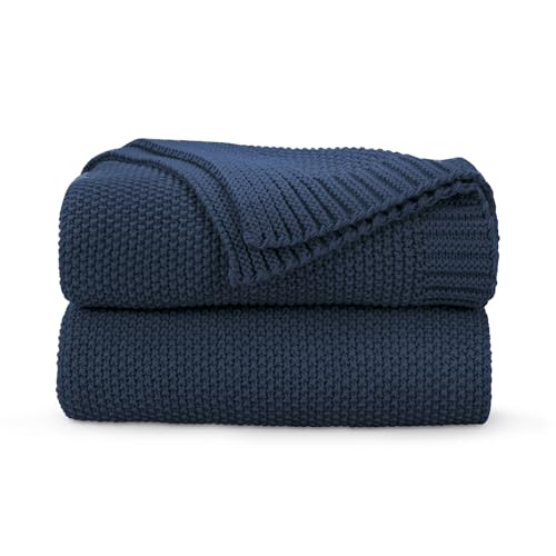 CozeCube Navy Blue Throw Blanket for Couch, Soft Cozy Cable Knit Throw for Bed Sofa Living Room, Lightweight Warm Decorative Farmhouse Christmas Blanket, 50"x60", Navy Blue - color: Navy Blue, size: 50"x60"