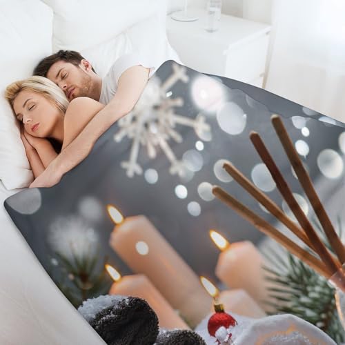 Christmas Balls Towels Throw Blanket, Soft Lightweight Cozy Warm Zens Stones Candle Flannel Blankets for Couch Bed Travel, 40"x50" - color: Christmas Balls Towels, size: 40"x50"