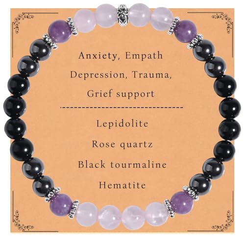Anxiety Relief Empath Protection Healing Stone Bead Bracelet New Beginning Transformation Grief Support Jewelry Halloween Christmas Day Gifts For Women