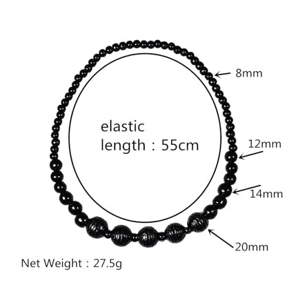 COLORFUL BLING Ethnic Natural Wood Beads Necklace for Men Women Africa Wooden Chain Chunky Strand Necklace Statement Hip Hop Jewelry - color: grooved black
