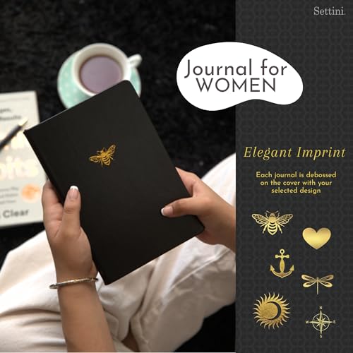 Lined Journal, Ideal for Journaling - A5 Vegan Leather Notebook, 192 Archival-Quality Pages, QuillEase Bleed-Free Paper, Inner Pocket & Bookmark - Bee Gifts, Black Bee - color: Black Bee