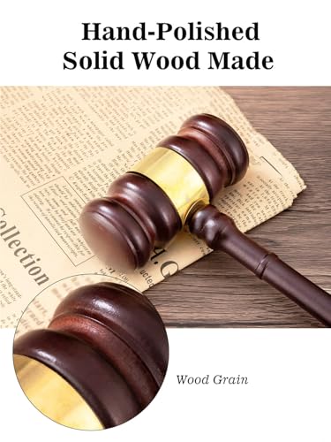 Perfect Desk Accessory, Wooden Gavel and Sound Block Set for Lawyers, Judges, Chairmen of The Board Auction, Club Presidents