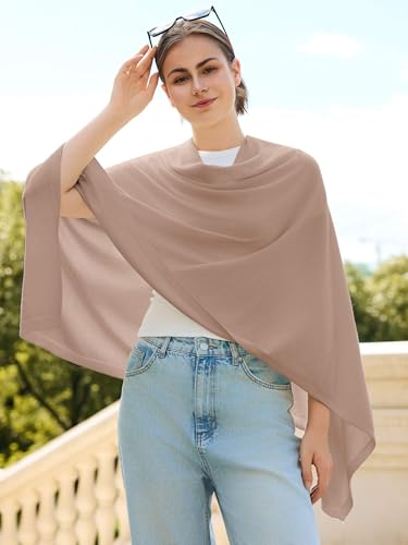 Lacretazhi Women'S Shawl Wraps Poncho Sweater Lightweight Knit Scarf With Buttons Versatile Cape Cardigan Spring Summer Fall - color: Khaki
