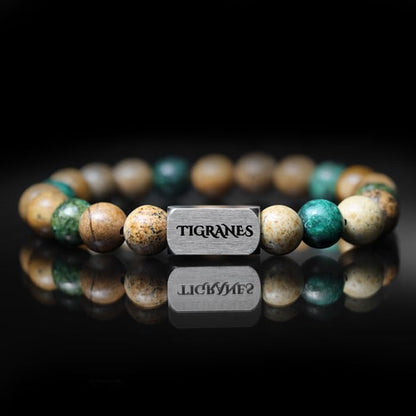 Tigranes Premium Natural Stone Bracelet Collection – Handmade Gemstone Jewelry in Luxury Branded Gift Box - style: Jasper & African Turquoise