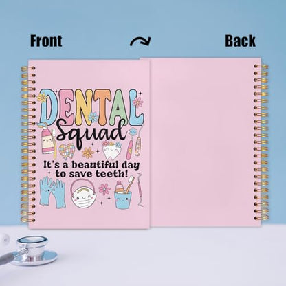 Dental Dentist Gifts Notebook, Dental Assistant Graduation Gifts Journal, Pink Dental Squad Spiral Notebook Journal for Note Taking, Dentist Office Supplies, 5.5x8.3 Inch - color: debtal squad