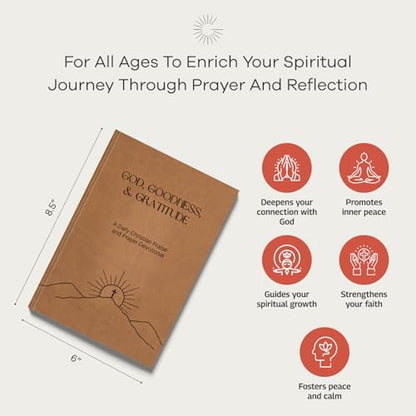 Gratitude Gifted Christian Prayer Journal - Light Brown with 5-Minute Guided Gratitude Journal - Sage for Men & Women