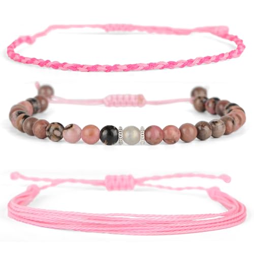 QOGIR Handmade Healing Bracelet,6mm Natural Gem Stone Bracelet rope bracelet - color: Black Rhodonite(To Girlfriend), size: 6mm