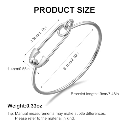 Gold Silver Link Bangle Bracelet for Women Simple Thin Cuff Bangle Bracelet Minimalist Jewelry - color: Silver