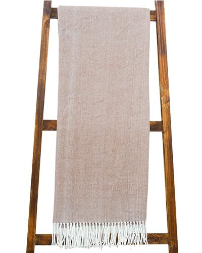 Cotton Acrylic Adirondack Herringbone Woven Throw - Soft Lightweight Cashmere Throw, Toffee - color: Toffee