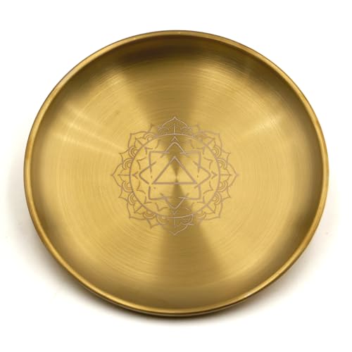 Gold Offering Prayer Ritual Bowl Plate Great for Altar,Meditation,Incense Sticks, smudging, Candle,Crystal,Jewelry,Yoga Use (Lotus) - style: Lotus
