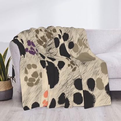 Flannel Throw Blanket 40x30 Inch, Dog Paws Print 2 Prints Anti-Pilling Warm Fuzzy Blankets for Bed Sofa Couch Travel - color: Dog Paws Print 2, size: 40x30 Inch