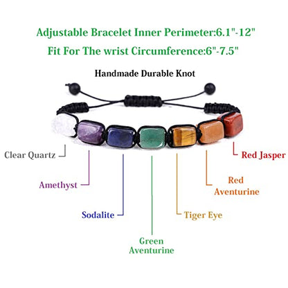 7 Chakra Pendant Necklace Healing Bracelet Set Orgone Energy Protection Necklace Yoga Adjustable Bracelet for Women Men