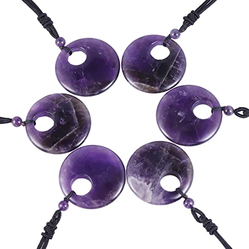 TUMBEELLUWA Crystal Peace Buckle Pendant Necklace for Men Women Lucky Coin Stone Pendant with Adjustable Cord