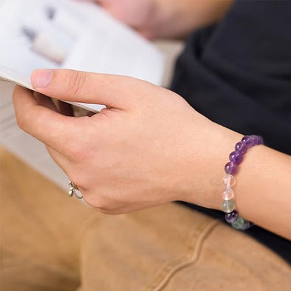 Strong Healing Crystal Bracelet 8MM Genuine Stone Bracelet Lucky Beaded Bracelet Chakra Bracelet 6.5 inch Positive Energy Inspirational Gifts for Women Mom - style: Healing Prayers
