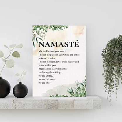 YeleY Inspirational Namaste Definition Print Yoga Namaste Paintings Canvas Wall Art Meditation Poster Artwork Ready to Hang Modern Home Office Decor Graduation Gift