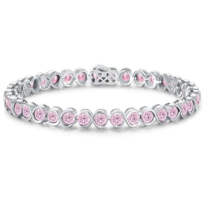 Birthstone Bracelets for Women, Sterling Silver 7 Inch Infinity Tennis Bracelet, Wedding Anniversary Birthday Jewelry Gifts for Women Wife Girlfriend Mom Her - color: 10-Oct-Pink Tourmaline