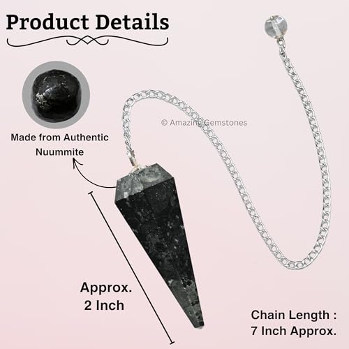 Amazing Gemstone Nuumite Crystal Pendulum for Divination - Certified Dowsing Crystals & Healing Stones for Chakra Balancing & Meditation - Enhance Reiki Spiritual Growth - color: Nuumite