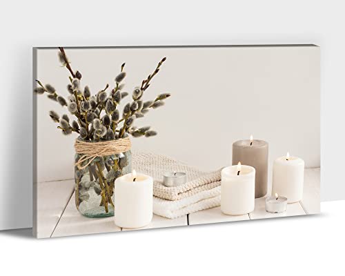 Zen Wall Art Decor - Modern Bathroom & Relaxing Canvas Wall Art for Spa, Home & Office - White Candle & Plant Art Prints - 12x18 Inches - color: Zen Art17, size: 18"L x 12"W