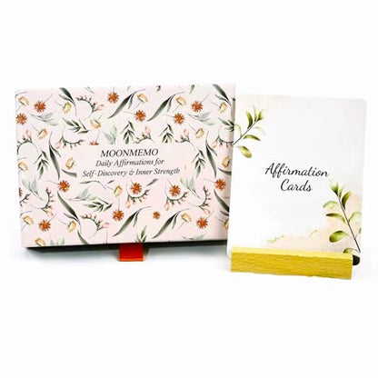 Positive Affirmations for Women – 50 Mindfulness Cards with Wooden Stand & Repeatable Journal (PDF) | Inspirational Self-Care Gift for Women & Men, Perfect Mother’s Day Gift for Mom