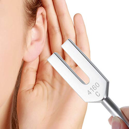Angel Tuning Forks Set - 4096 Hz, 4160 Hz, 4225 Hz for Healing & Sound Musical Instrument, with Silicone hammer & Soft Storage Bag - color: Silver