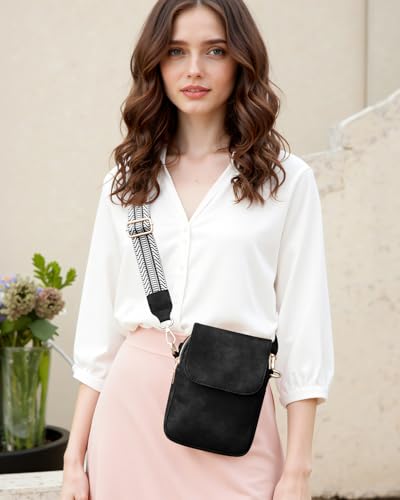 Fashion Small Crossbody Bags for Women Trendy Designer Cell Phone Purses Wallets with Card Holder Anti Theft Travel - color: Black