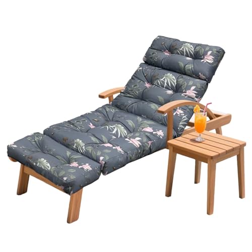 Outdoor Chaise Lounge Chair Cushion 75.1 x 23.6 x 4.7in, Waterproof Replacement Cotton Patio Thickened Pool Lounge Chair Cushion with Ties for Patio Outdoor Furniture,Tropical Blossom - color: Tropical Blossom