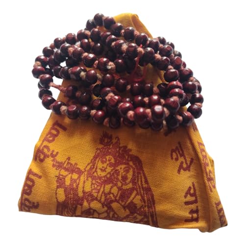 BHAVICREATION Tulsi Mala 108 Beads for Neck with Gaumukhi Jap Mala Bag for Pooja Worship (Red Tulsi mala) - color: Red Tulsi Mala 8 MM