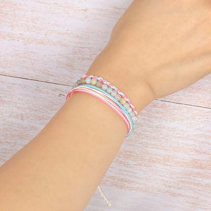 QOGIR Handmade Healing Bracelet,6mm Natural Gem Stone Bracelet rope bracelet - color: Amazonite(Communication and Expression), size: 4mm