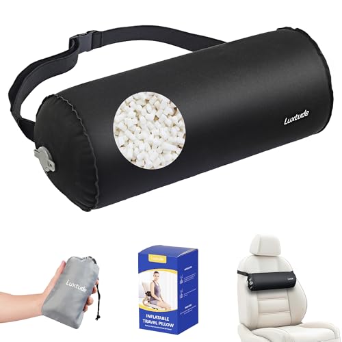Inflatable Lumbar Pillow for Airplane Travel, Inflatable Lumbar Support Pillow for Car & Office Chair, Neck Roll Pillows for Lower Back Pain Relief, Travel Back Support Neck Pillows