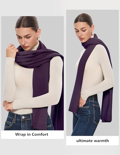 PULI Women's Pashmina Shawl Wraps for Evening Dress Large Scarf Blanket Long Wedding Bridal Winter Warm Shoulder Wrap - color: Purple