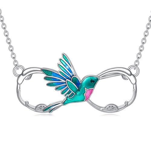 Hummingbird/Phoenix/Owl/Dove/Flamingo/Raven/Blue Jay/Cardinal/Peacock/Eagle/Parrot/Robin Necklace for Women 925 Sterling Silver Bird Pendant Necklace Animal Jewelry Gift for Mother Wife - style: Infinity Hummingbird Necklace