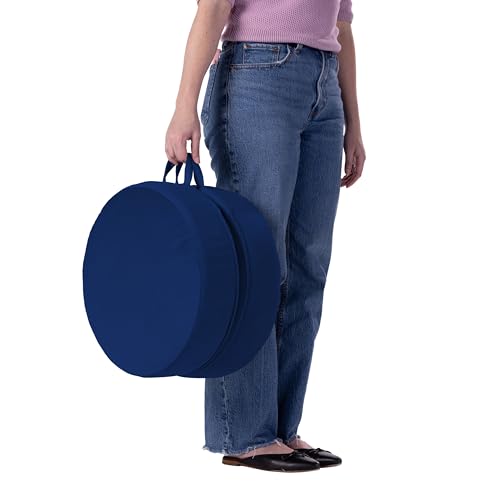 FDP Overstuffed 16 inch Round Velvety and Vinyl Floor Cushions with Handles Flexible Seating for Home, Lounge, Yoga Studio, Deluxe Foam (2-Piece) - Eclipse - color: Eclipse
