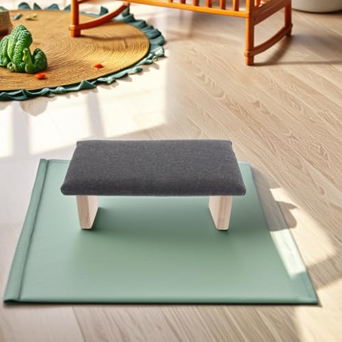Foldable Wooden Bench Deep Gray Ergonomic Stool with Slanted Seat for Mindfulness Practice and Prayer