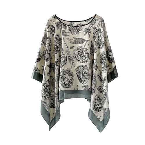Women's Satin Cover Up Short Poncho Tops Sheer Chiffon Boho Pashmina Shawl Beach Soft Shawl - color: Style25