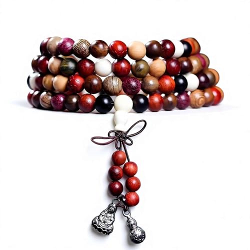 Zen Dear Unisex Natural Colorful Wood Buddhist Prayer Beads Bracelet Necklace Tibetan Mala Prayer Beads - style: 8mm 108beads