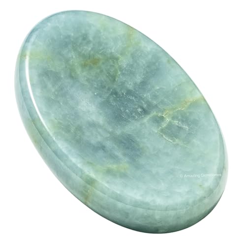 Aquamarine Worry Stone Crystals and Healing Stones - Worry Stones for Stress Relief Gifts - Piedra Crystal Fidget for Meditation, Calming, Relaxation - color: Aquamarine