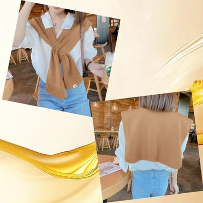 Sweater Shawl Wraps for Women Fashion Knitted Shoulder Shawls Ponchos Casual Sweaters Scarf Cape Wraps with Sleeves - color: 06 Khaki