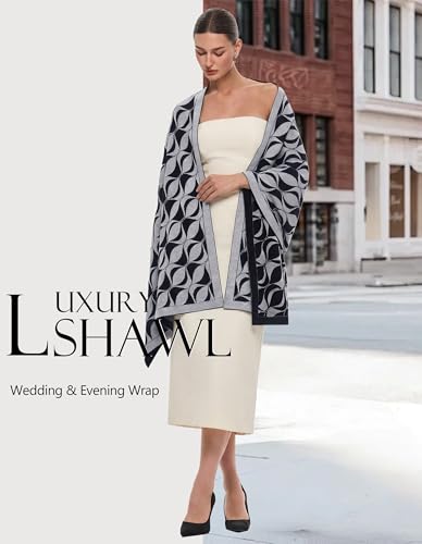 PULI Women's Pashmina Shawl Wraps for Evening Dress Large Scarf Blanket Long Wedding Bridal Winter Warm Shoulder Wrap - color: Lips-black
