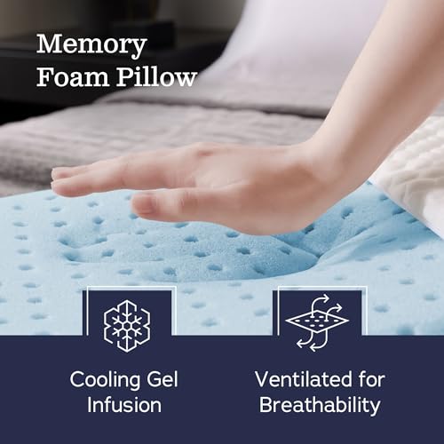 WEEKENDER Gel Memory Foam Pillow - Standard Size - Medium Firm Feel - Neck and Shoulder Support - Side & Back Sleepers - Home, Hotel, & Hospital Essentials - CertiPur Certified (Pack of 6) - size: Standard (Pack of 6), style: 1 Pack