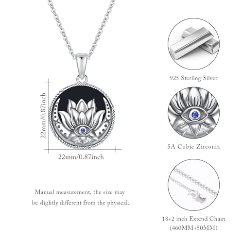 Evil Eye Necklace for Women 925 Sterling Silver, Protection Necklace with Blue Evil Eye Charm, Evil Eye/Lotus Pendant Jewelry, Birthday Christmas Gifts for Her - style: Lotus Evil Eyes 05