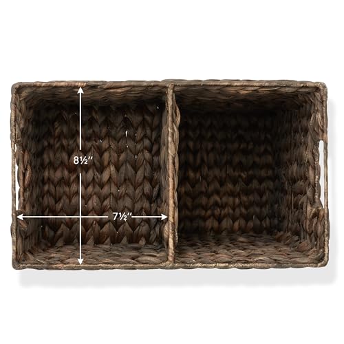 Casafield Stair Step Basket with Handles, Espresso Dark Brown - Woven Water Hyacinth Staircase Basket Storage Bin Organizer - color: Espresso - Hyacinth